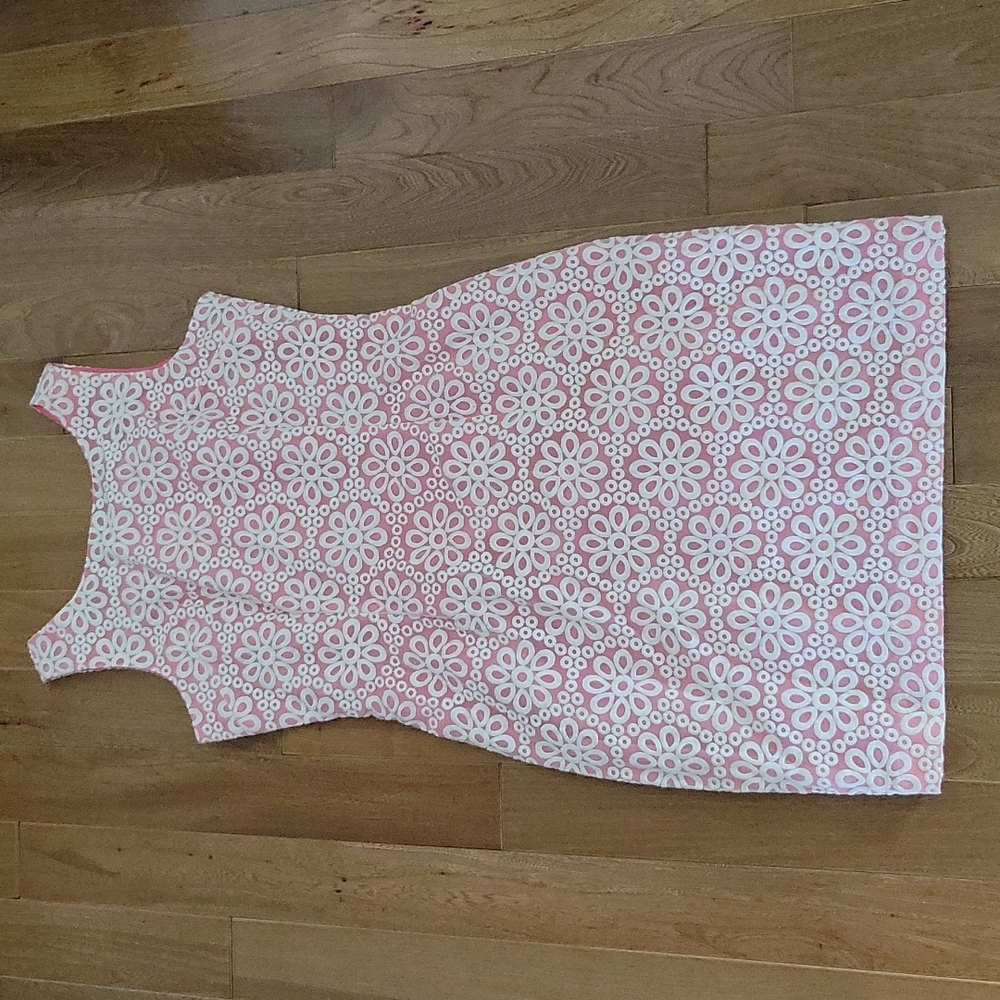 NWT Womens Gymboree Pink sleeveless sheath dress with white floral embroidery 10